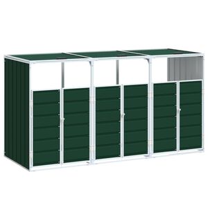 vidaXL Wheelie Bin S&auml;ilytys Triple Bins Vihre&auml; 216x81x115 cm Ter&auml;s