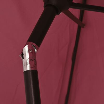 vidaXL Aurinkovarjo LED-valot terästanko 300 cm viininpunainen