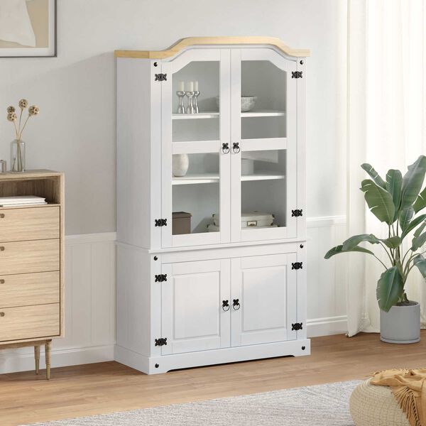 vidaXL N&auml;ytt&ouml;kaappi Valkoinen 103.5 x 42 x 180 cm Massiivinen m&auml;nty