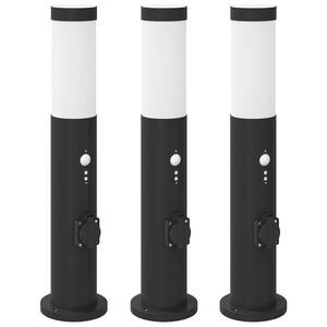 vidaXL Pollarivalaisimet anturilla ja pistorasialla 3 kpl 50 cm ruostumaton ter&auml;s IP44