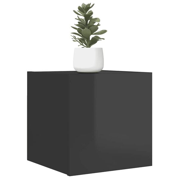 vidaXL Sein&auml;kiinnitett&auml;v&auml; TV-taso korkeakiillto harmaa 30,5x30x30cm