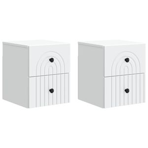 vidaXL Sein&auml;lle Kiinnitett&auml;v&auml; Y&ouml;p&ouml;yt&auml; 2 pcs valkoinen Tekninen puu