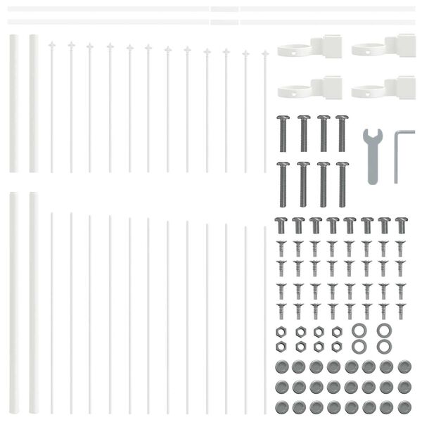 vidaXL Puutarha-aita Valkoinen 170 x 125 cm Jauhemaalattu Teräs