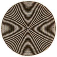 vidaXL Käsintehty pyöreä juuttimatto mustalla spiraalikuviolla 90 cm