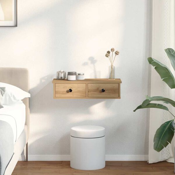 vidaXL Seinähylly laatikoilla artesaani tammi 60x28x15 cm tekninen puu