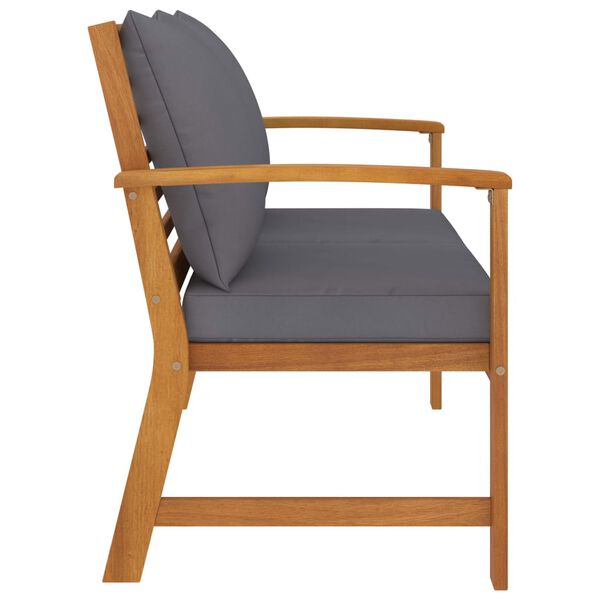 vidaXL Puutarhapenkki tummanharmaa tyyny 120 cm täysi akasiapuu