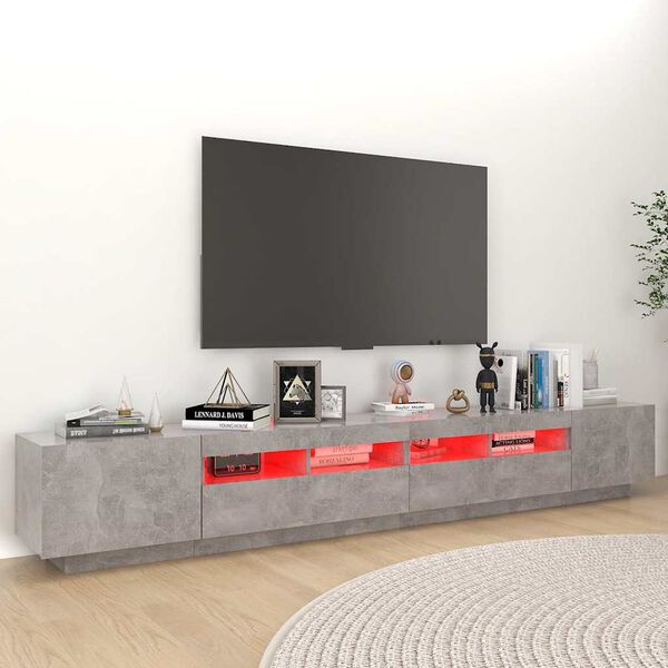 vidaXL TV-taso LED-valoilla betoninharmaa 260x35x40 cm