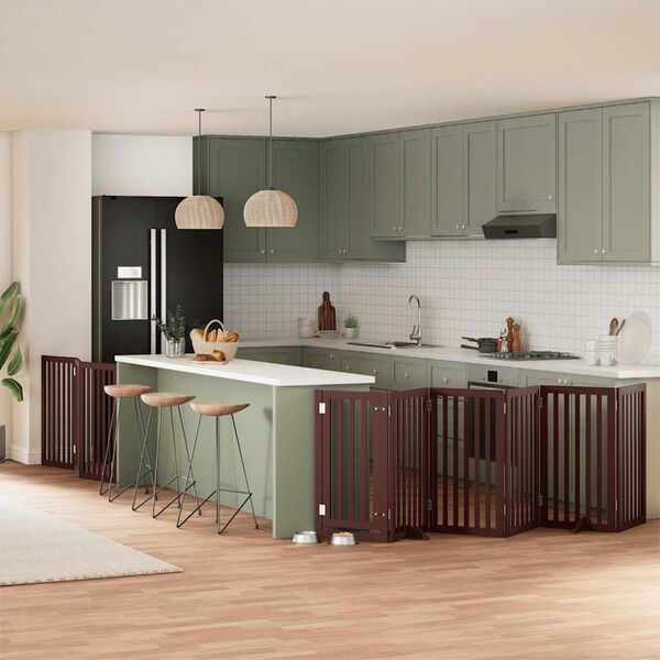 vidaXL Koiraportti kokoontaittuva 9 paneelia ruskea 450 cm poppelipuu