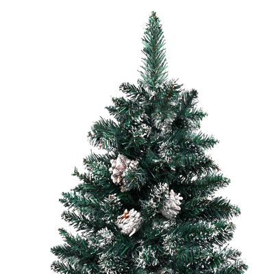 vidaXL Kapea joulukuusi aito puu ja lumi esivalaistu vihreä 210 cm