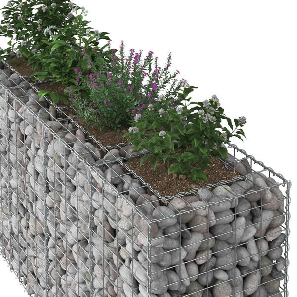 vidaXL Gabion Kohotettu Peti Hopea 170 x 50 x 80 cm Galvanoitu ter&auml;s