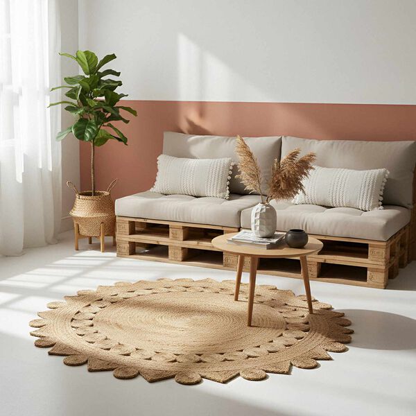 vidaXL Alue matot Suorakaide Ruskea &Oslash; 210 cm Juutti