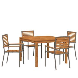 vidaXL Piharuokailu setti 5 kpl Harmaa Tihe&auml; akasiapuu