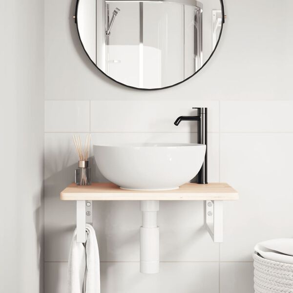 vidaXL Pesuallashylly seinälle teräs ja täysi tammi