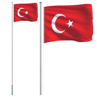 vidaXL Turkin lippu ja lipputanko 6,23 m alumiini