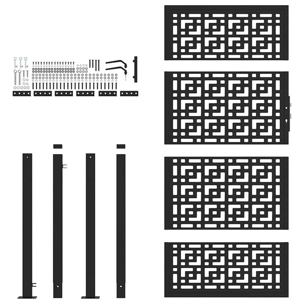 vidaXL Puutarhanportti musta 100x175 cm teräs ristikuvio
