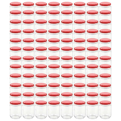vidaXL Lasiset hillopurkit punaisilla kansilla 96 kpl 230 ml