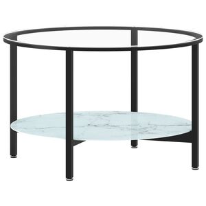 vidaXL Teep&ouml;yt&auml; musta ja valkoinen marmori 70 cm karkaistu lasi