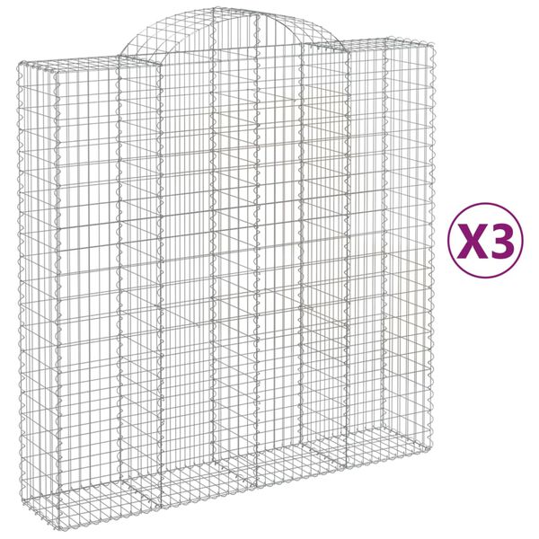 vidaXL Kaarevat kivikorit 3 kpl 200x50x200/220 cm galvanoitu rauta
