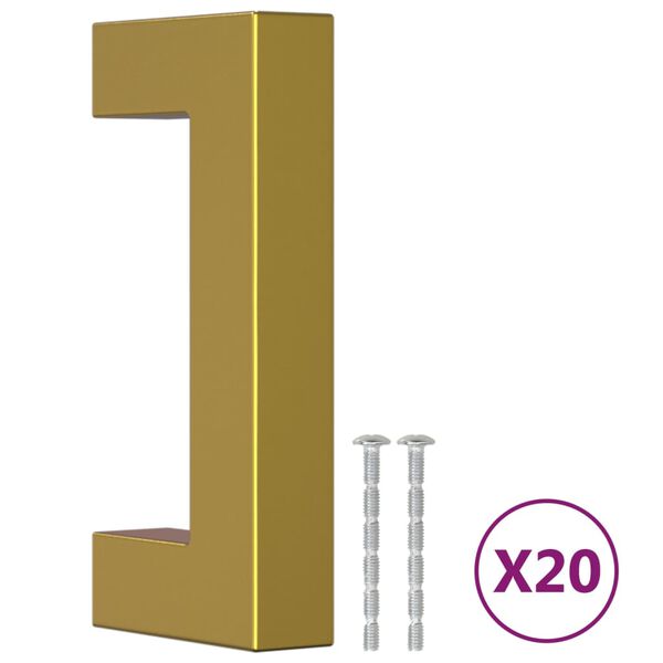 vidaXL Kaapin kahvat 20 kpl kulta 64 mm ruostumaton ter&auml;s