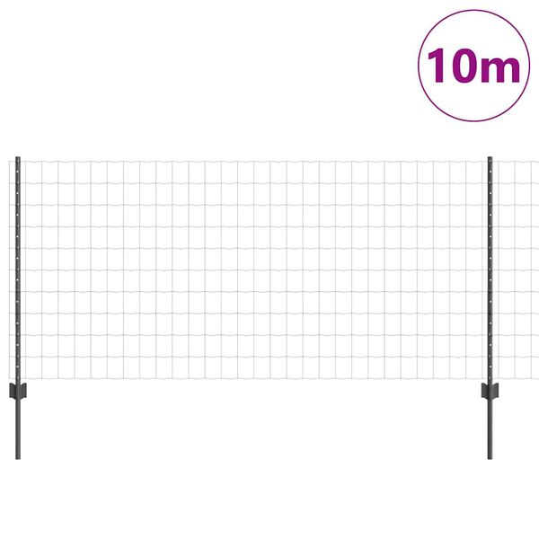 vidaXL Aita ja Tuki Harmaa 1 x 10 m Ter&auml;st&auml; ja PVC:t&auml;