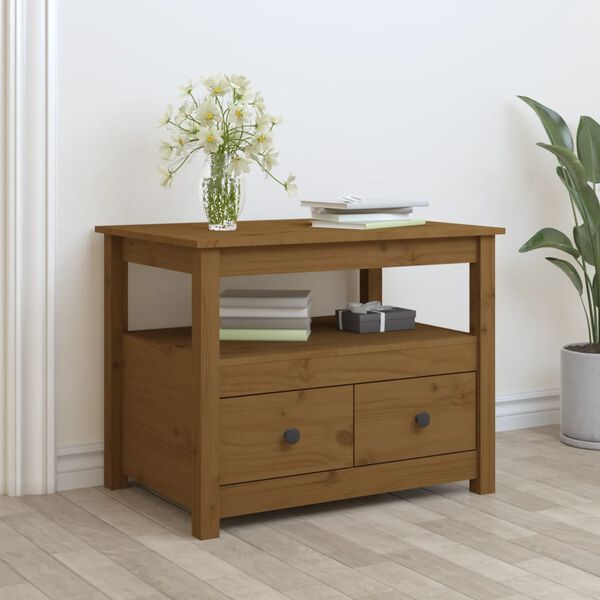 vidaXL Sohvapöytä hunajanruskea 71x49x55 cm täysi mänty