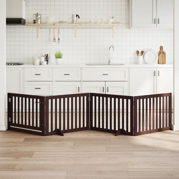 vidaXL Koiraportti kokoontaittuva 4 paneelia ruskea 320 cm poppelipuu