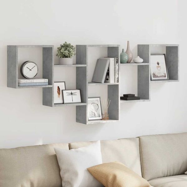 vidaXL Sein&auml;hylly betoninharmaa 159x18x66 cm lastulevy