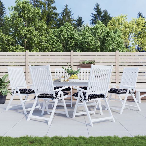 vidaXL Istuintyynyt 6 kpl musta ruutukuvio 40x40x7 cm kangas