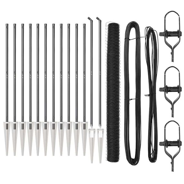 vidaXL Aitalatu Harmaa 25 x 1,6 m (36 mm verkko) Ter&auml;st&auml; ja PVC:t&auml;