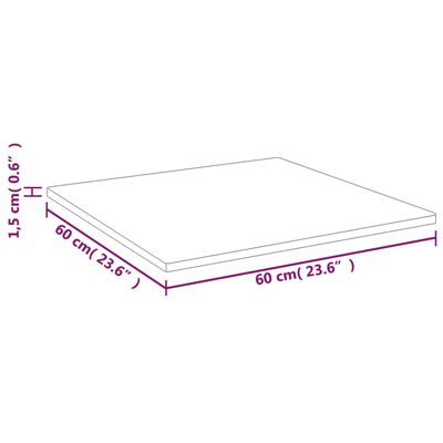vidaXL Pöytälevy neliö vaaleanruskea 60x60x1,5 cm käsitelty täystammi