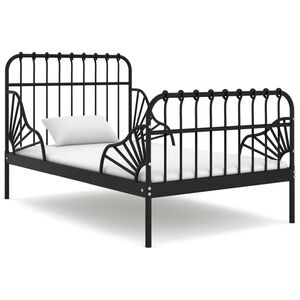 vidaXL Jatkettava s&auml;ngynrunko musta metalli 80x130/200 cm