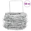 vidaXL Piikkilanka Hopea 50 m Kuumasinkitty ter&auml;s