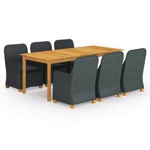 vidaXL 7-osainen Ulkoruokailuryhm&auml; tummanharmaa