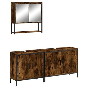 vidaXL 3-osainen Kylpyhuoneen kalustesarja savutammi tekninen puu