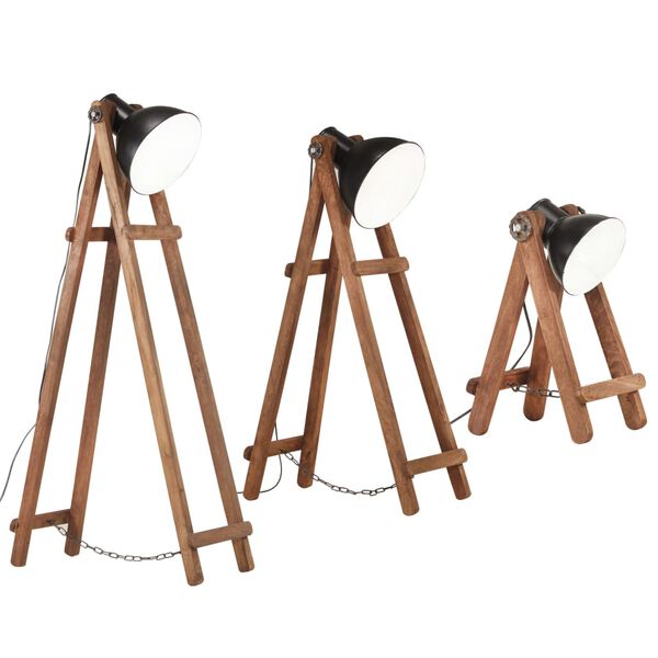 vidaXL Lattiavalaisin 3 kpl musta E27 täysi mangopuu