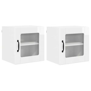 vidaXL Sein&auml;lasi kaappi PORTO 2 pcs Korkean kiillon valkoinen