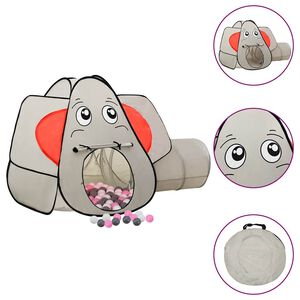 vidaXL Lasten elefantti leikkiteltta 250 pallolla harmaa 174x86x101 cm