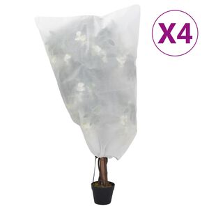 vidaXL Kasvien fleecepeite kiristysnaruilla 4 kpl 70 g/m&sup2; 0,8x0,8 m