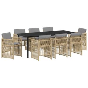vidaXL Piharuokailu setti 9 kpl Beige Jauhemaalattu Ter&auml;s