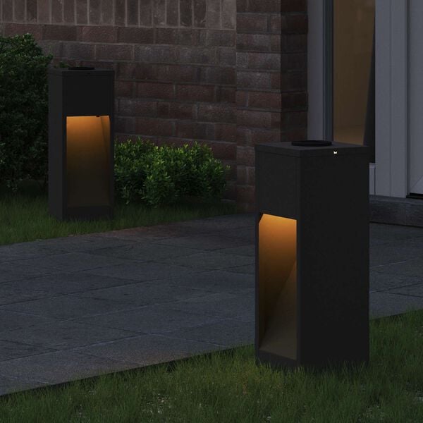 vidaXL Aurinkoinen LED-polkuvalo 2 pcs Musta Kylmävalssattu teräs