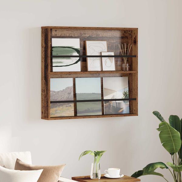 vidaXL Lehtiteline hyllyll&auml; Vanha puu 80 x 12 x 70 cm Tekninen puu