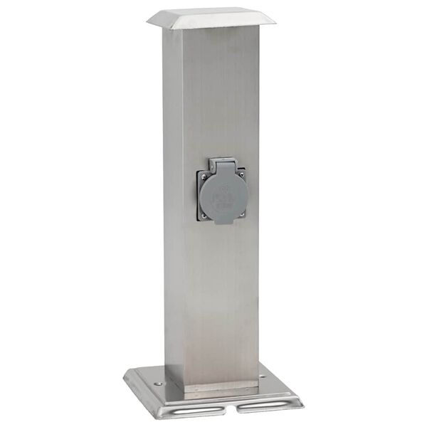 Ruostumaton Ter&auml;s Puutarhan Pistorasiatolppa Ajastimella