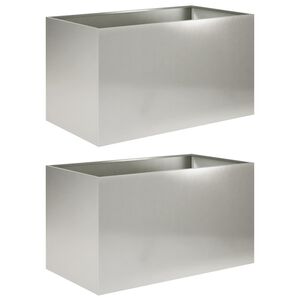vidaXL Puutarha ruukku 2 kpl Hopea 80 x 50 x 50 cm Ruostumaton ter&auml;s