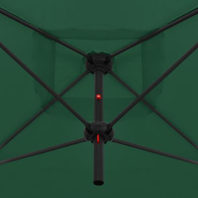 vidaXL Tupla-aurinkovarjo terästanko 250x250 cm vihreä