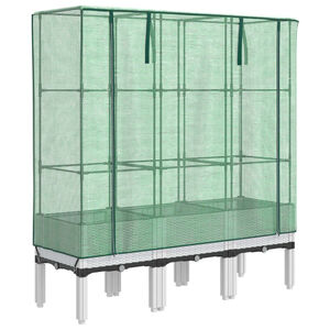 vidaXL Kukkalaatikko kasvihuonepeitteellä rottinkityyli 120x40x140 cm