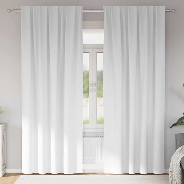 vidaXL Piment&auml;v&auml; verho renkailla 2 pcs Puhdas valkoinen 225 x 140 cm