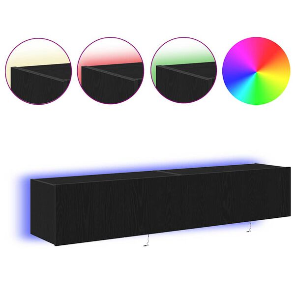 vidaXL TV-sein&auml;kaappi 2 pcs Musta tammi. 80 x 35 x 31 cm Tekninen puu