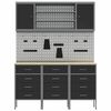 vidaXL Ty&ouml;p&ouml;yt&auml;kaappi hyllyll&auml; 7 pcs Musta Kehitetty puu ja ter&auml;s