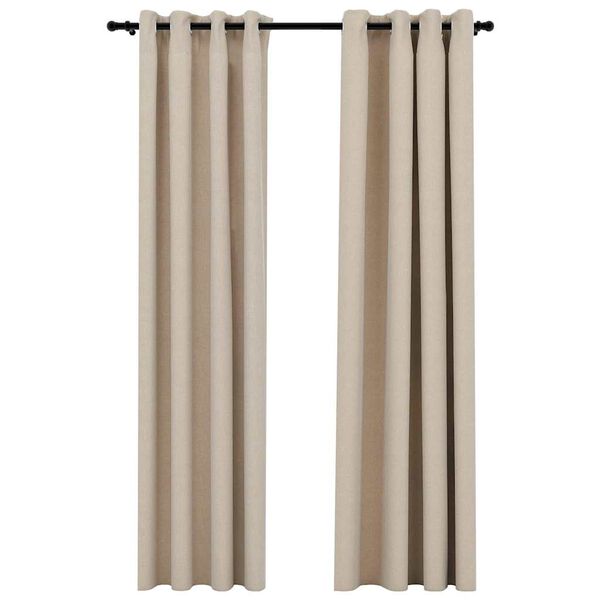 vidaXL Pellavamaiset pimennysverhot renkailla 2 kpl beige 140x245 cm