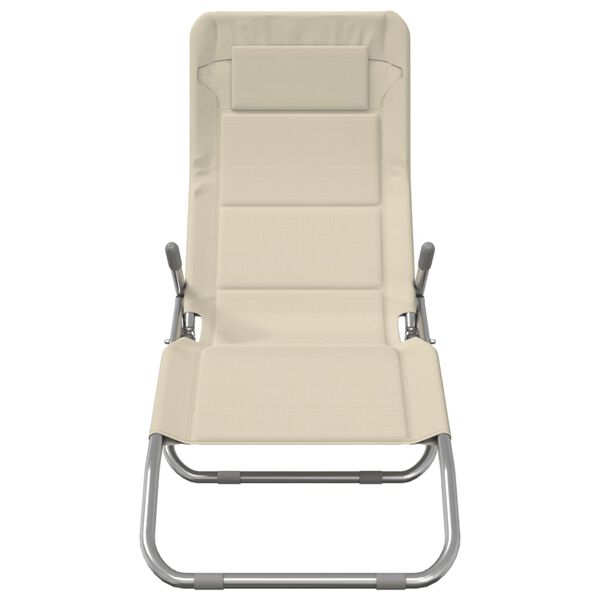 vidaXL Taitettavat aurinkotuolit 2 kpl kerma Textilene/ter&auml;s